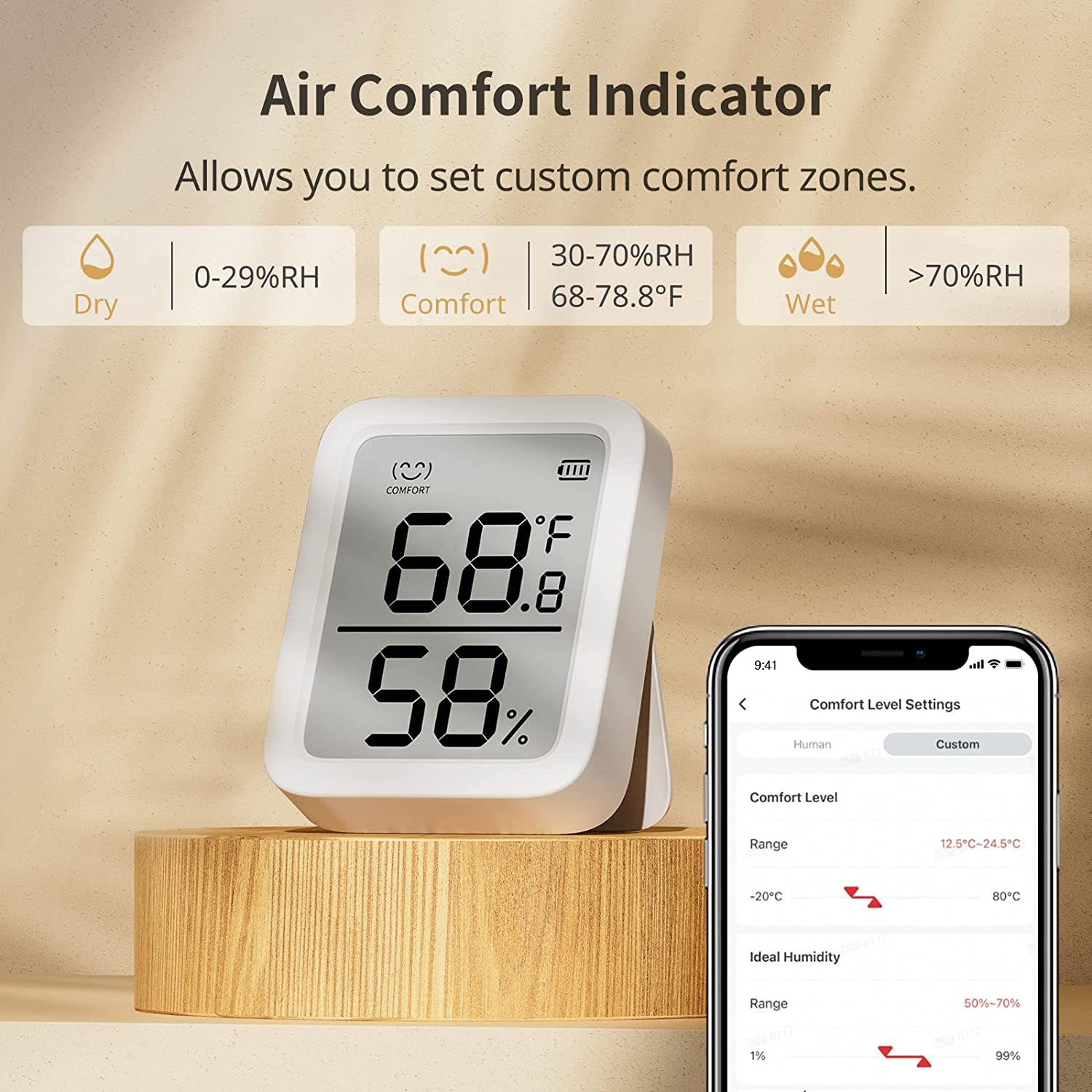 SwitchBot Thermometer Hygrometer, Bluetooth Indoor Humidity Meter for Home, Temperature Sensor with App Control, Large LCD Display, Notification Alerts, 2-Year Data Storage Export - Image 6